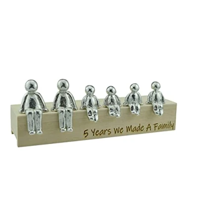 Image of Pirantin 5th Anniversary Idea 5 Years We Made A Family Metal Ornament Choose Your Combination Box &amp; Woodgrain May Vary(4 Children)