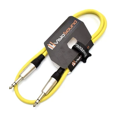 Image of 6.35mm 1/4&quot; Stereo TRS Jack to Lead/Balanced Signal Audio Patch Cable (1m, Yellow)