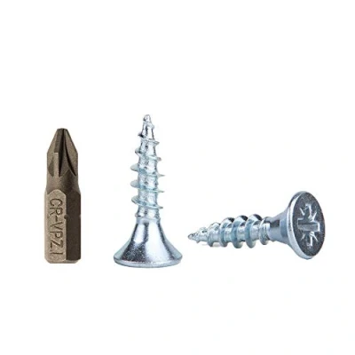 Image of (Pack of 1000 pcs) Zinc Plated Steel Wood Screws 2.5 x 10 mm, Pozi drive Head Screws, Fasteners, Countersunk, Chipboard (1000)