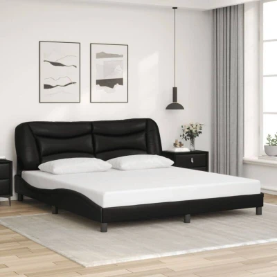 Image of vidaXL Bed Frame without Mattress "Hvar" Black 180x200 cm Super King Faux Leather