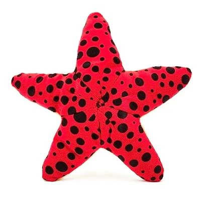 Image of Zappi Co 100% Recycled Plush Red &amp; Black Starfish Toy (17cm Length) Stuffed Soft Cuddly Eco Friendly animals Collection For New Born Child First kid