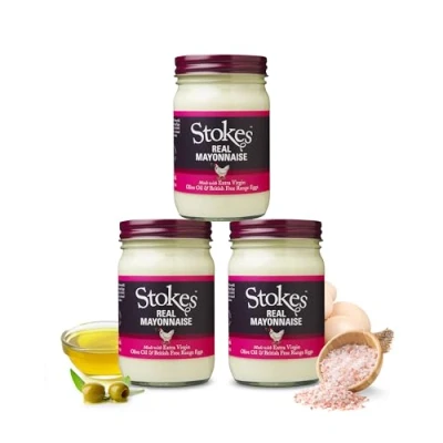 Image of Stokes Real Mayonnaise 3PK, Rich &amp; Creamy Mayo, Perfect With Chips Or To Make Delicious Egg Smooth Silky Made British Free Range Eggs, Perfectly Textured, 345g Jar