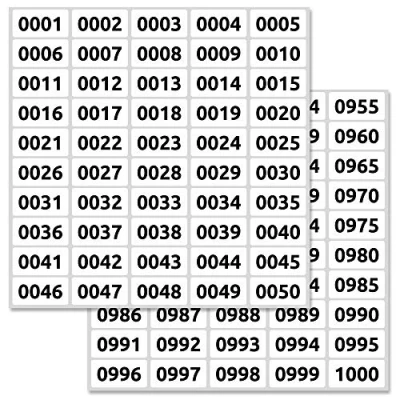 Image of 1 1000 Consecutive Number Inventory Labels Stickers Sheets 4 x 2 cm