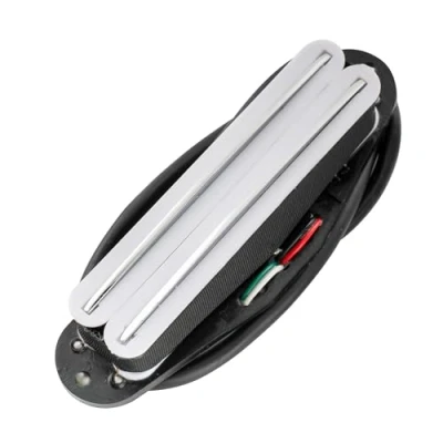 Image of Musiclily Hot Rails Humbucker Strat Pickup Single Coil Size for Fender Stratocaster Squier Electric Guitar,White Body with Chrome