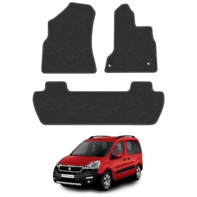 Image of Carpet Floor Mats for the Peugeot Partner (2008 2018) [Note: Only Suitable Tepee.] Custom Van Accessory Tailored fit, Granulated Anti Slip Layer &amp; Black Binding