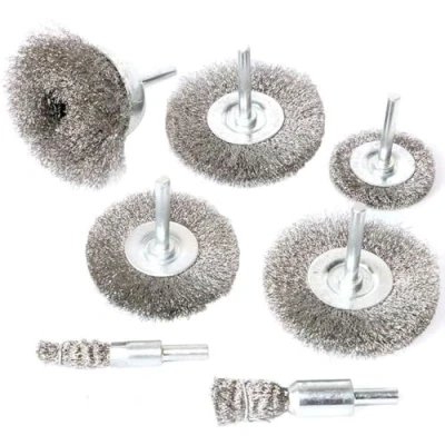 Image of Wire Brush for Drill, Wheel Cup Set Drill 0.012 Carbon Steel 1/4 Inch Arbor Cleaning Rust, Stripping and Attachment
