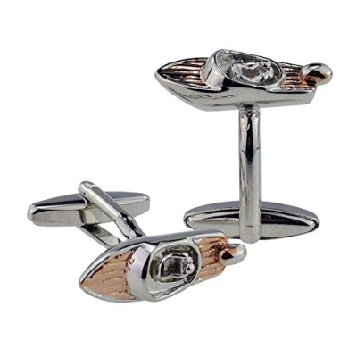 Image of GTR Prestige Giftware Two Tone Silver &amp; Rose Gold Speedboat Cufflinks Presented in a Cufflink Box