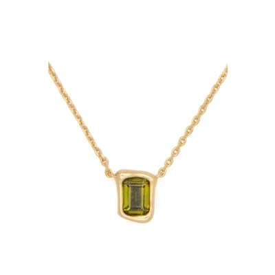 Image of Kate Spade New York Gold Molten Glass Green Necklace