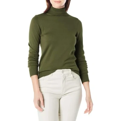 Image of Amazon Essentials Women&#039;s Classic Fit Lightweight Long Sleeve Turtleneck Jumper (Available in Plus Size), Olive, XXL
