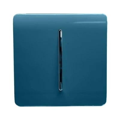 Image of Trendi Switch Fan Isolator 10A Triple Pole Chrome Rocker in Midnight Blue