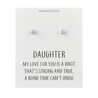 Image of Philip Jones Sterling Silver Daughter Quote Knot Earrings