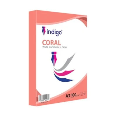 Image of Indigo Coral A3 White Premium Multipurpose Copier 100gsm Paper (500 Sheets (1 Ream))