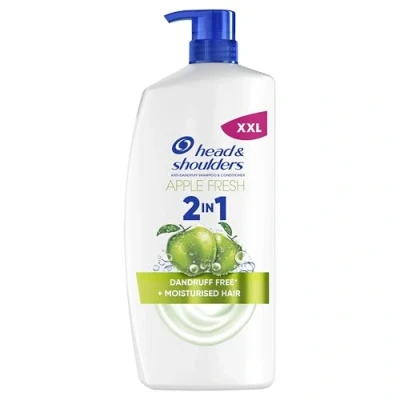 Image of Head &amp; Shoulders Apple Fresh 2in1 Anti Dandruff Shampoo, 800ml Pump, Up to 100% Protection + Moisturised Hair, Clinically Proven, For Daily use, Feeling with Scent