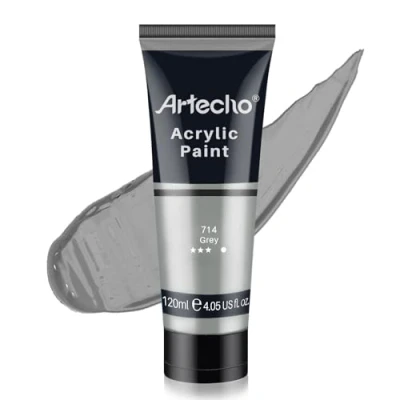 Image of Artecho Acrylic Paint, Grey (120ml / 4.05oz) Tubes, Art Craft Paints for Canvas Painting, Rock, Stone, Wood, Fabric, Supplies Professional Artists, Adults, Students, Kids