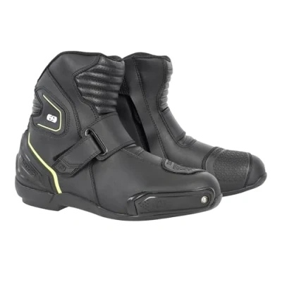 Image of Oxford Men&#039;s Omega Air Short Motorcycle Boots, Black/White/Yellow, 13 UK