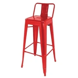 Image of Bolero Bistro Steel High Stool With Backrest Red (4 pack)