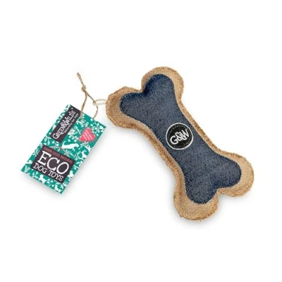 Image of Green &amp; Wilds Eco Friendly Natural Dog Toy Boney Den &#039;M&#039; Denim Jute Sustainable Bone Chew