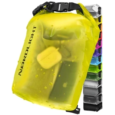 Image of Nordlight Dry Bag and Waterproof (20L, Yellow) Packing with Roll Top Closure Shoulder Strap Swimming, Beach, Canoeing, Stand Up Paddling, Diving