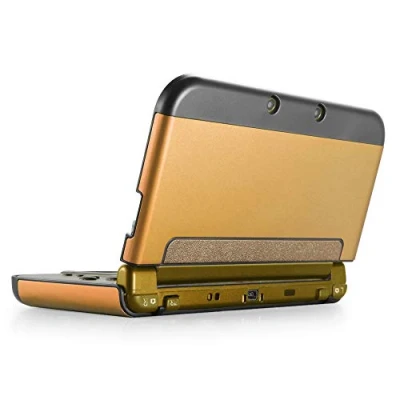 Image of TNP Protective Case Compatible with Nintendo New 3DS XL LL 2015, Gold Plastic + Aluminum Full Body Snap on Hard Shell Skin Cover Modified Hinge less Design