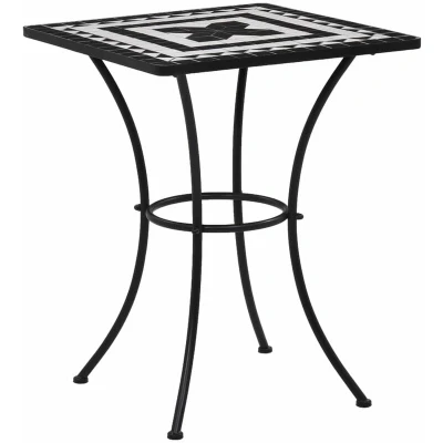 Image of vidaXL Mosaic Bistro Table Black and White 60 cm Ceramic