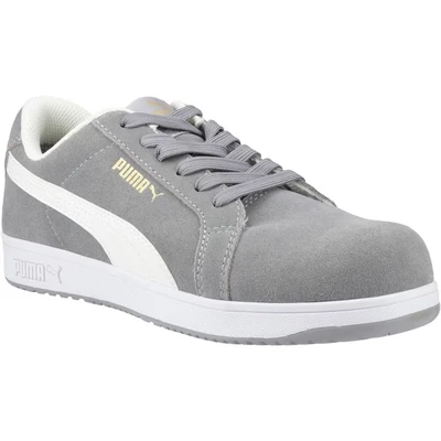 Image of PUMA Safety Iconic Low S1PL ESD FO HRO SR Unisex Shoes Non Slip Metal Free Fibreglass Cap, gray, 9.5 UK