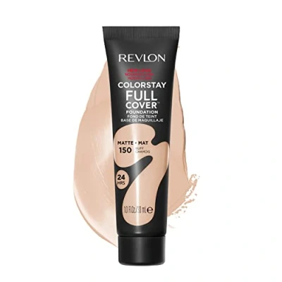 Image of Revlon ColorStay Full Cover Longwear Matte Foundation, Heat &amp; Sweat Resistant Lightweight Face Makeup, Buff (150), 30ml