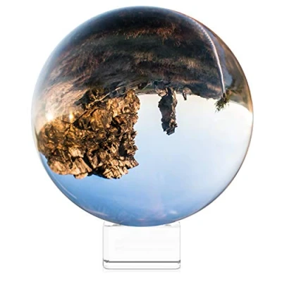 Image of Navaris Crystal Clear Glass Ball 130mm Transparent K9 Globe for Meditation Divination Photo Sphere Prop Art Decor, Photography w/Stand