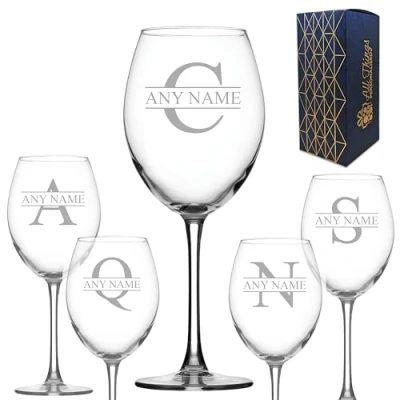 Image of Personalised Engraved Novelty 19oz Enoteca Wine Glass, Initial and Name, Nickname or Relation. Great for Birthdays, House Warming Other Special Occasions