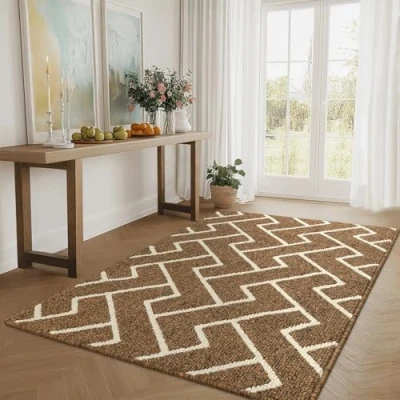Image of Biscpro Indoor Door Mats,90x150cm Mat Non Slip Backing,Dirt Trapper Absorbent Doormat for Entrance,Inside,Kitchen,Front Back Door,Pets and Garden Brown