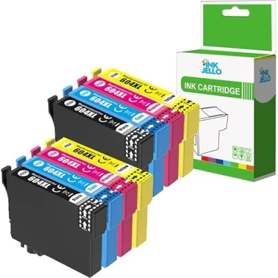 Image of Inkjello Ink Cartridge For Printer, Compatible With Epson XP 2200 2205 3200 3205 4200 4205 WorkForce WF 2910DWF 2930DWF 2935DWF 2950DWF Black Cyan Magenta Yellow 604XL (8Pack)