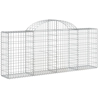 Image of vidaXL Arched Gabion Baskets 6 pcs 200x30x80/100 cm Galvanised Iron