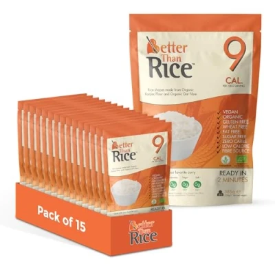 Image of Better Than Rice (Pack of 15, 385g Each) Zero Carbohydrate Made from Organic Konjac Flour Keto Paleo Diet and Vegan Sugar Low Calorie Food