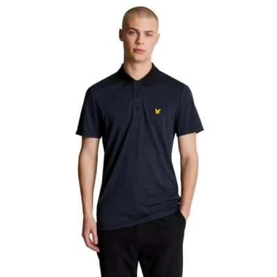 Image of Lyle &amp; Scott Mens Golf Microstripe Polo Shirt Dark Navy/Jet Black M