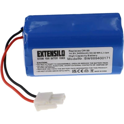 Image of Replacement Battery compatible with Ecovacs Deebot CEN540, CEN546, CEN550, 500, 501 Vacuum Cleaner Home (3400 mAh, 14.8 v, Li ion) Extensilo