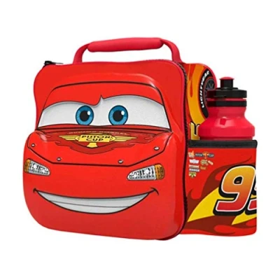 Image of Boyz Toys Disney Pixar Cars 3D Thermal Lunch Bag for Kids at School with Sports Bottle Insulated Snack Children Drinks Reusable Tote Cooler Box