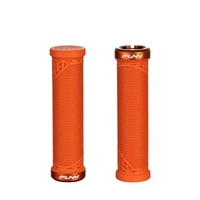 Image of Funn Hilt JR Mountain Bike Handlebar Grips with Single Lock On Clamp, Bicycle Locking 19 mm Inner Diameter, Short For Youth, Girls and Boys (Orange)