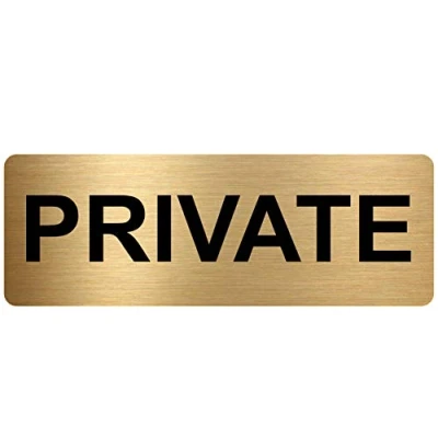 Image of METAL Private Sign Brushed Gold Aluminium Warning Safety Security Door Notice Office Shop Warehouse School