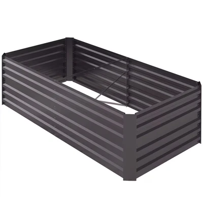 Image of Outsunny Raised Beds for Garden, Galvanised Steel Outdoor Planters with Multi reinforced Rods Vegetables, Plants, Flowers and Herbs, 180 x 90 59 cm, Dark Grey
