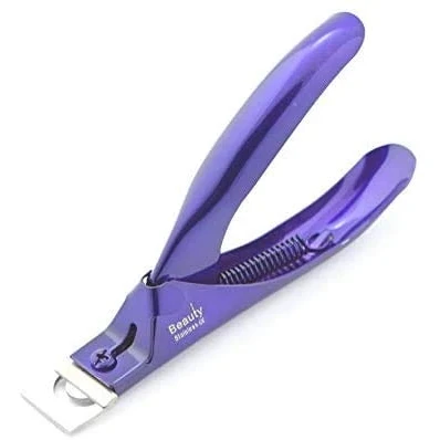 Image of False Nails Tip Cutter for Acrylic Gel Fake Artificial Sharp and Rust Proof Manicure &amp; Pedicure Nail Trimmer Professional Salon Home Use (Purple)