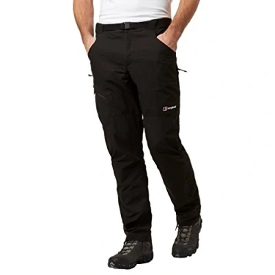 Image of Berghaus Men&#039;s Fast Hike Light Walking Trousers Water Resistant Comfortable Fit Breathable Pants, Black, 38 Regular (32 Inches)