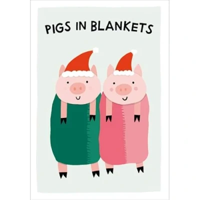 Image of Funny Christmas Card Pigs in Blankets Humorous Design Xmas Greeting