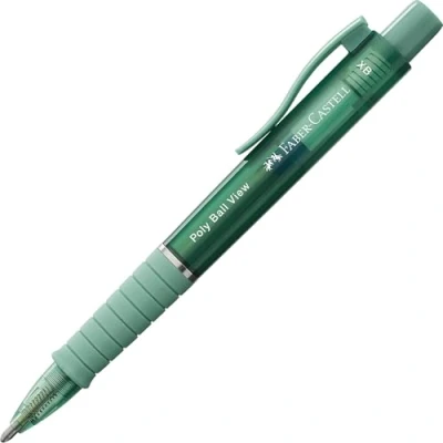 Image of Faber Castell Poly Ball View Ballpoint Pen Green Lily