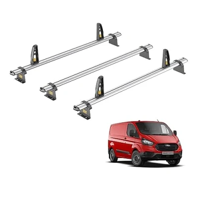 Image of Van Guard Roof Rack for Ford Transit Custom (2013 2023) 3 Bars + 4 Load Stops [Only Suitable Standard Models] Ulti Bar VG304