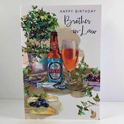 Image of Nigel Quiney Happy Birthday Brother in Law Card Bottle of Beer