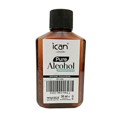 Image of ican 100% Pure Alcohol For Nail Gel Polish Prep &amp; Wipe Residue Cleanser, Disinfectant 50ml