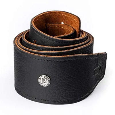 Image of Jim Dunlop BMF09BN 2.5 Inch Leather Guitar Strap Black/Natural