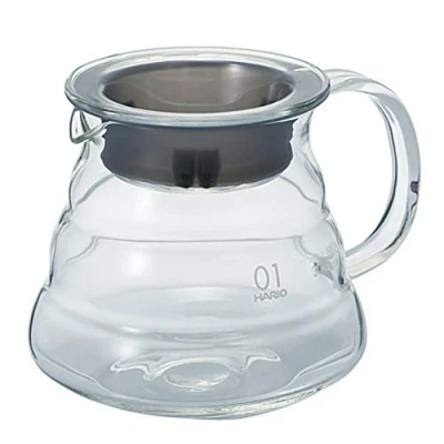 Image of Hario V60 Range Server Glass Portable Heat Resistant Coffee Pot &amp; Serving Jug with Handle, Clear, 360ml