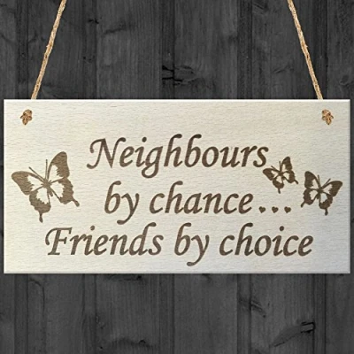 Image of Red Ocean Neighbours By Chance Friends Choice Wooden Hanging Plaque Friendship Gift Sign