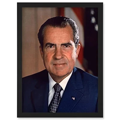 Image of Artery8 US President Richard Nixon Portrait Photo Artwork Framed Wall Art Print A4
