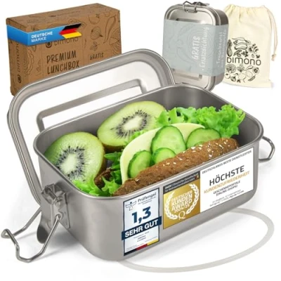 Image of Dimono® Lunch Box Leak Proof bento Stainless Steel Box; Waterproof Sustainable with compartments &amp; Seals (a: 550 ml)